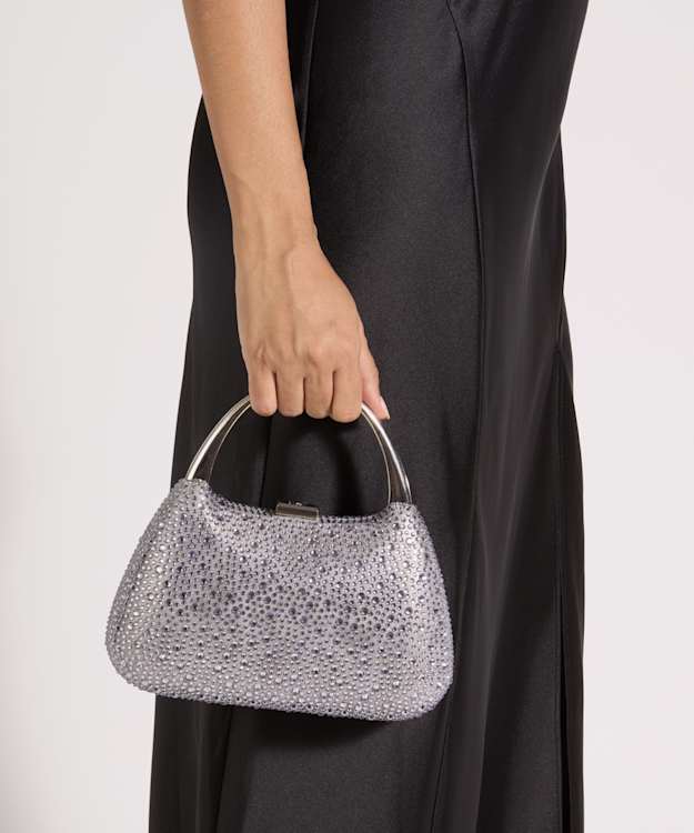 Beamings Grey - Gold Handle Embellished Bag