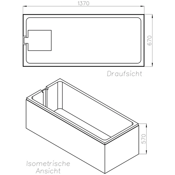 Wannenträger »Costa«, BxHxL: 67 x 57 x 137 cm, weiß