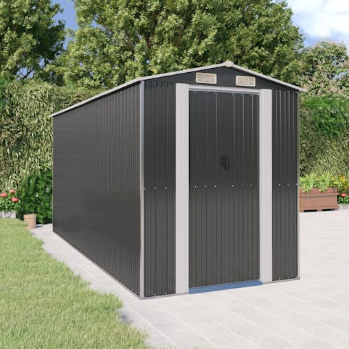 NNEVL Garden Shed Anthracite 192x440x223 cm Galvanised Steel