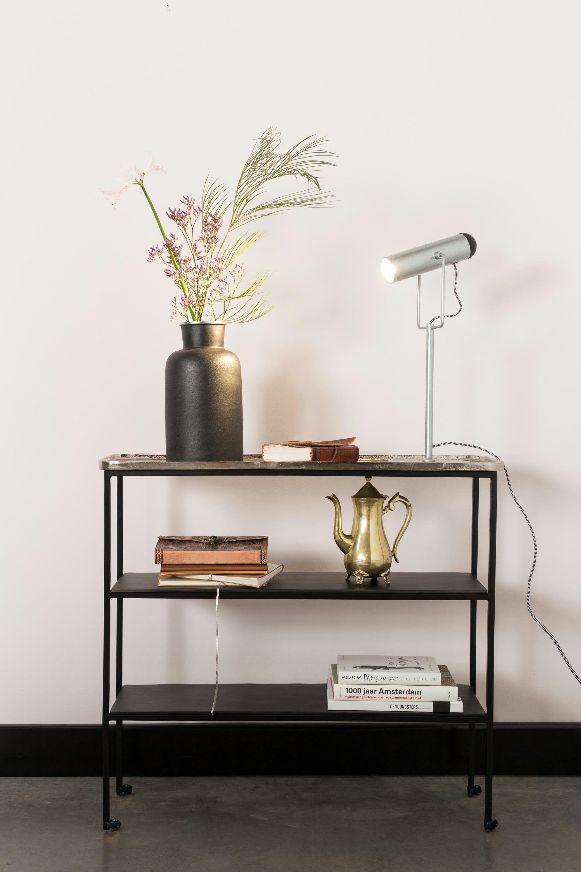 GUSTO - Console 3 plateau en aluminium gris