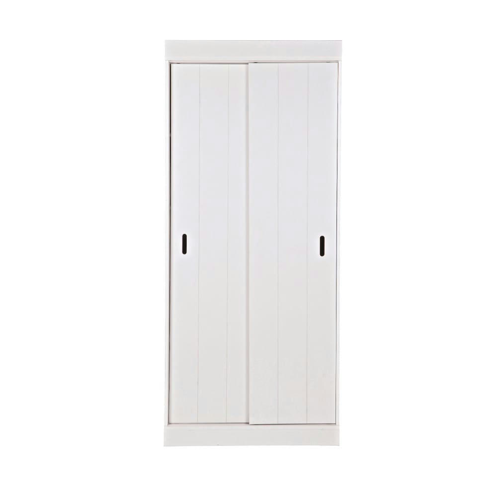 ROW - Amoire en pin massif à porte coulissante blanc