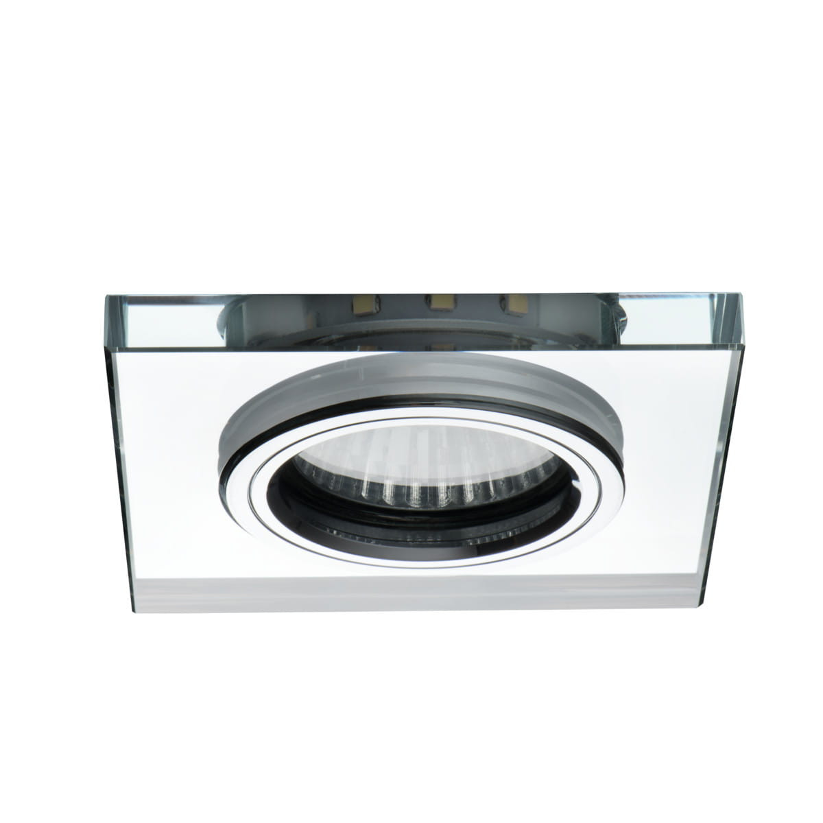 Oprawa wpuszczana kwadratowa srebrna 9cm SOREN 2xGU10x20W IP20 Kanlux