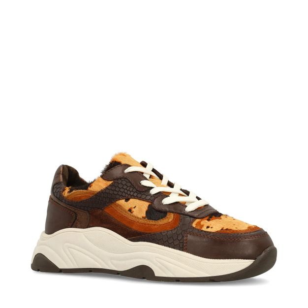 Bruine sneakers met cow print