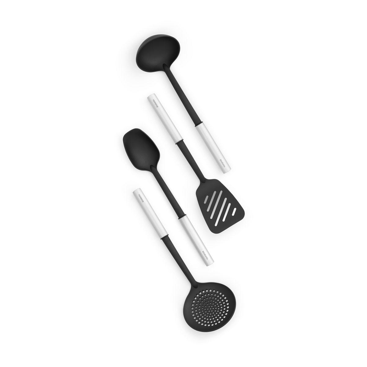 Brabantia Profile Kookgerei-set, 4-delig, soeplepel, opscheplepel, bakspaan, schuimspaan, met anti-aanbaklaag - Matt Steel