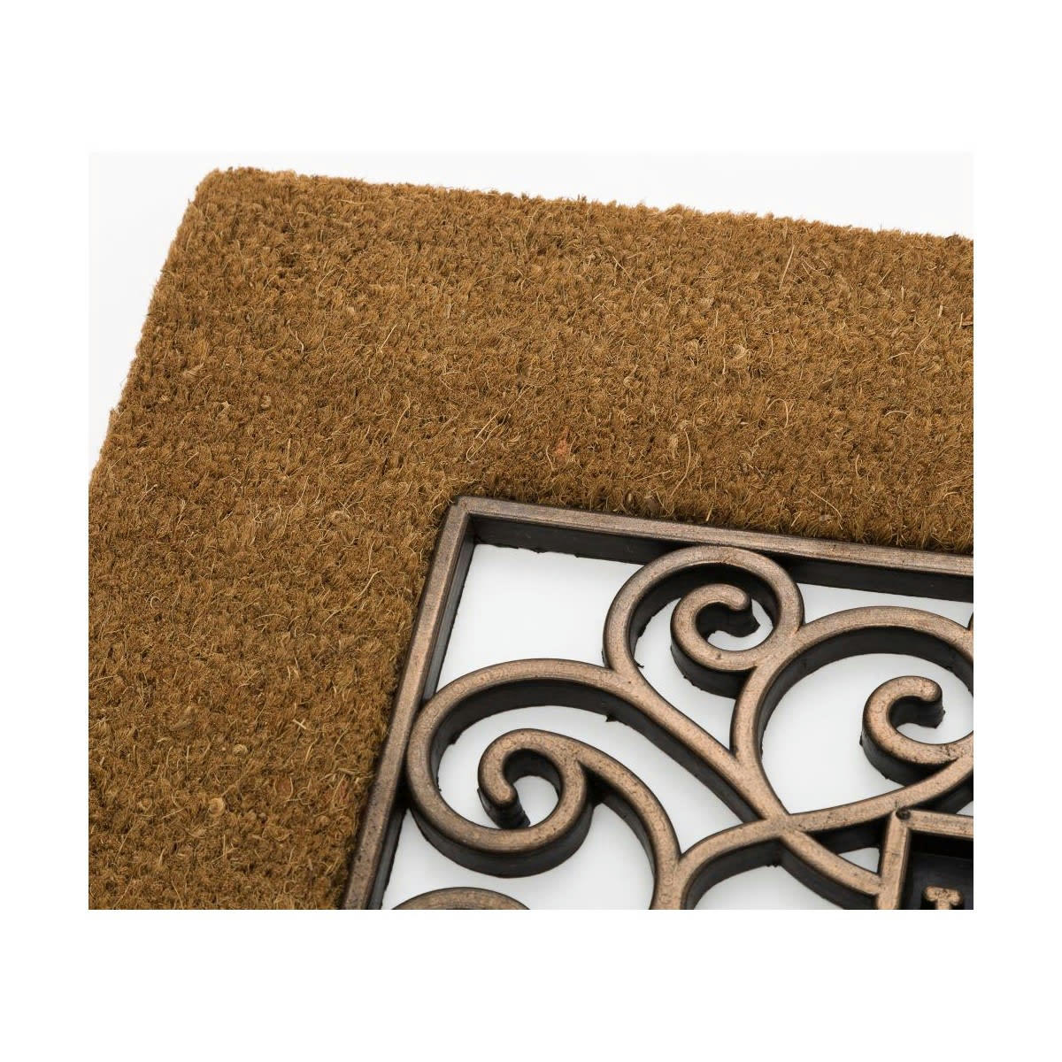 WELCOME - Paillasson en coco et caoutchouc doré