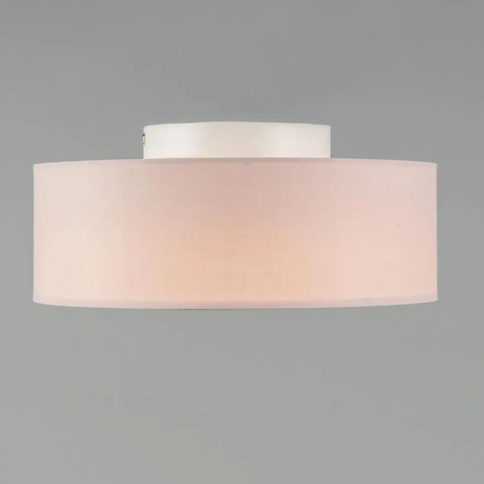 Qazqa plafondlamp van stof drum led roze ge?ntegreerde led