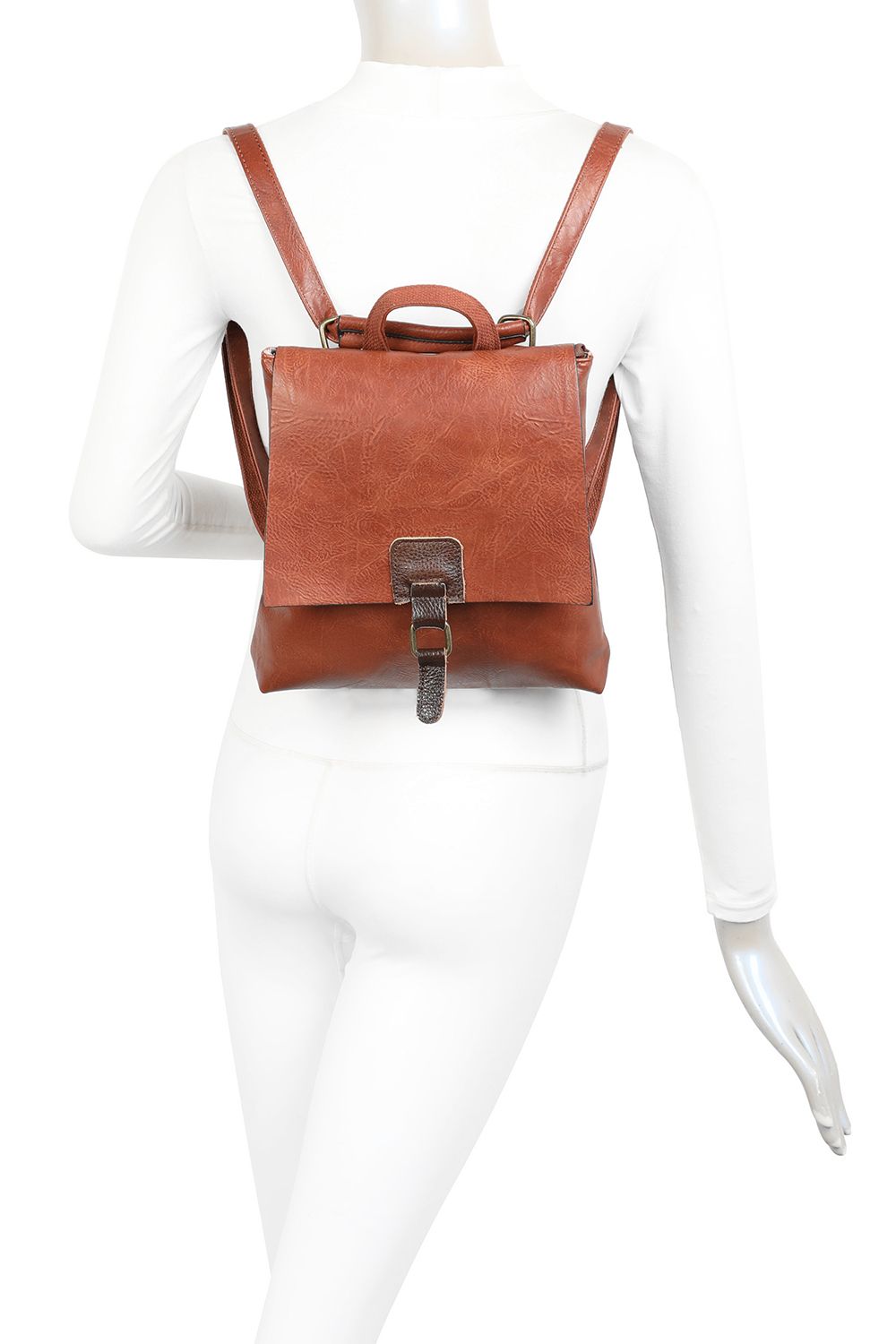 Fontanella Fashion Allan Mini PU Leather Convertible Backpack Crossbody Bag with Real Leather Magnetic Fastening