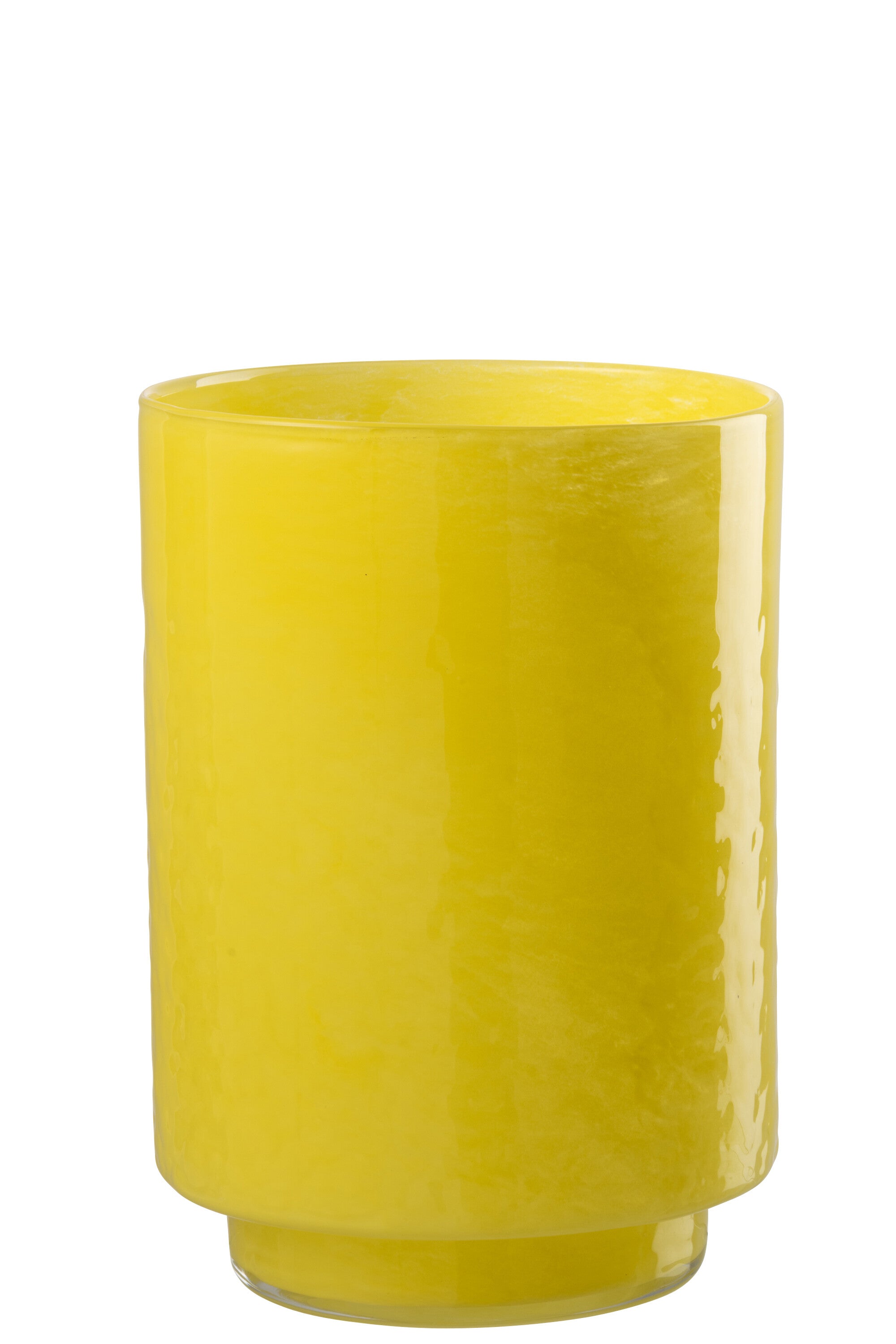 J-Line vaas Cilinder Reliëf - glas - geel - medium