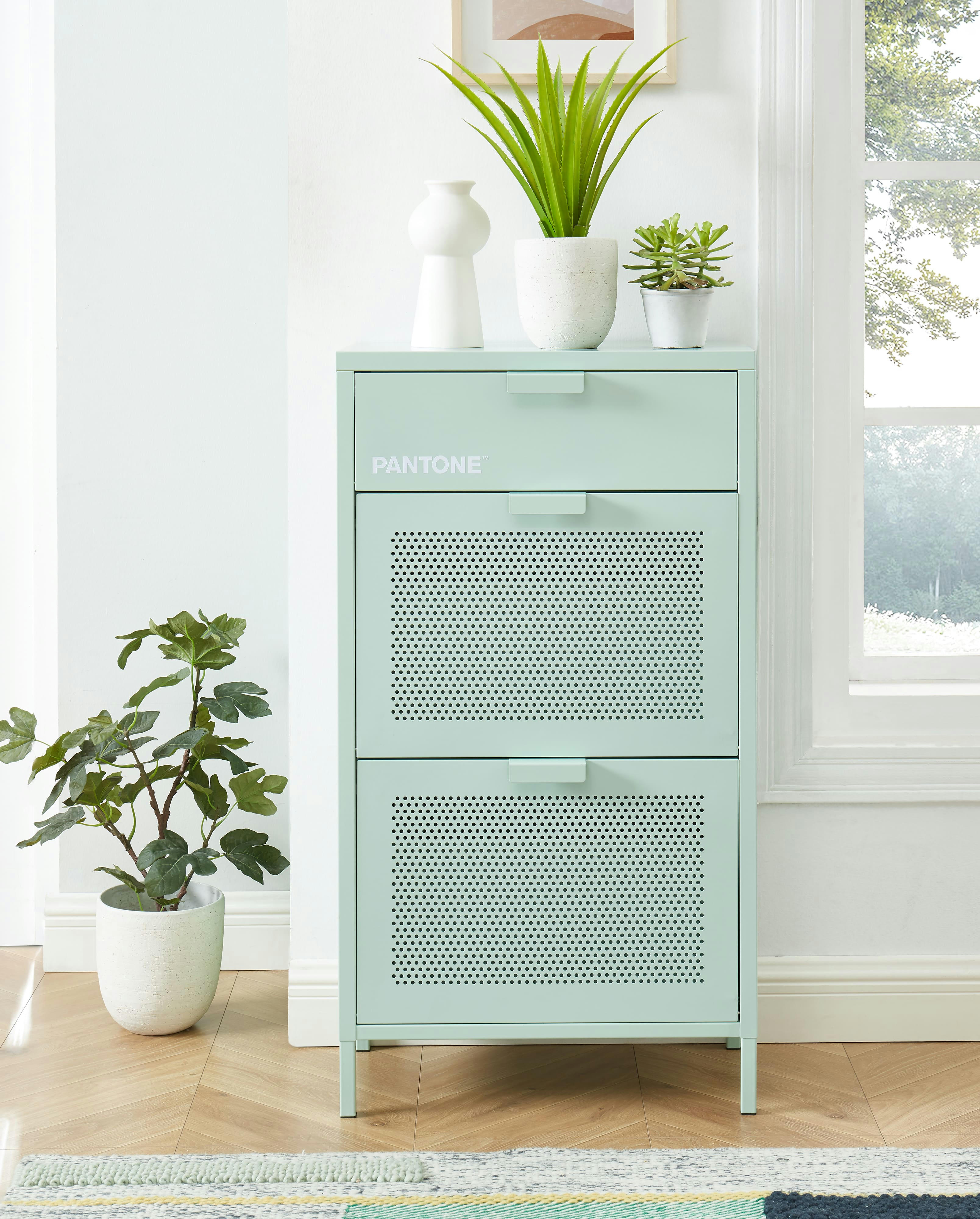 PANTONE - Meuble à chaussures  métal vert menthe 55cm