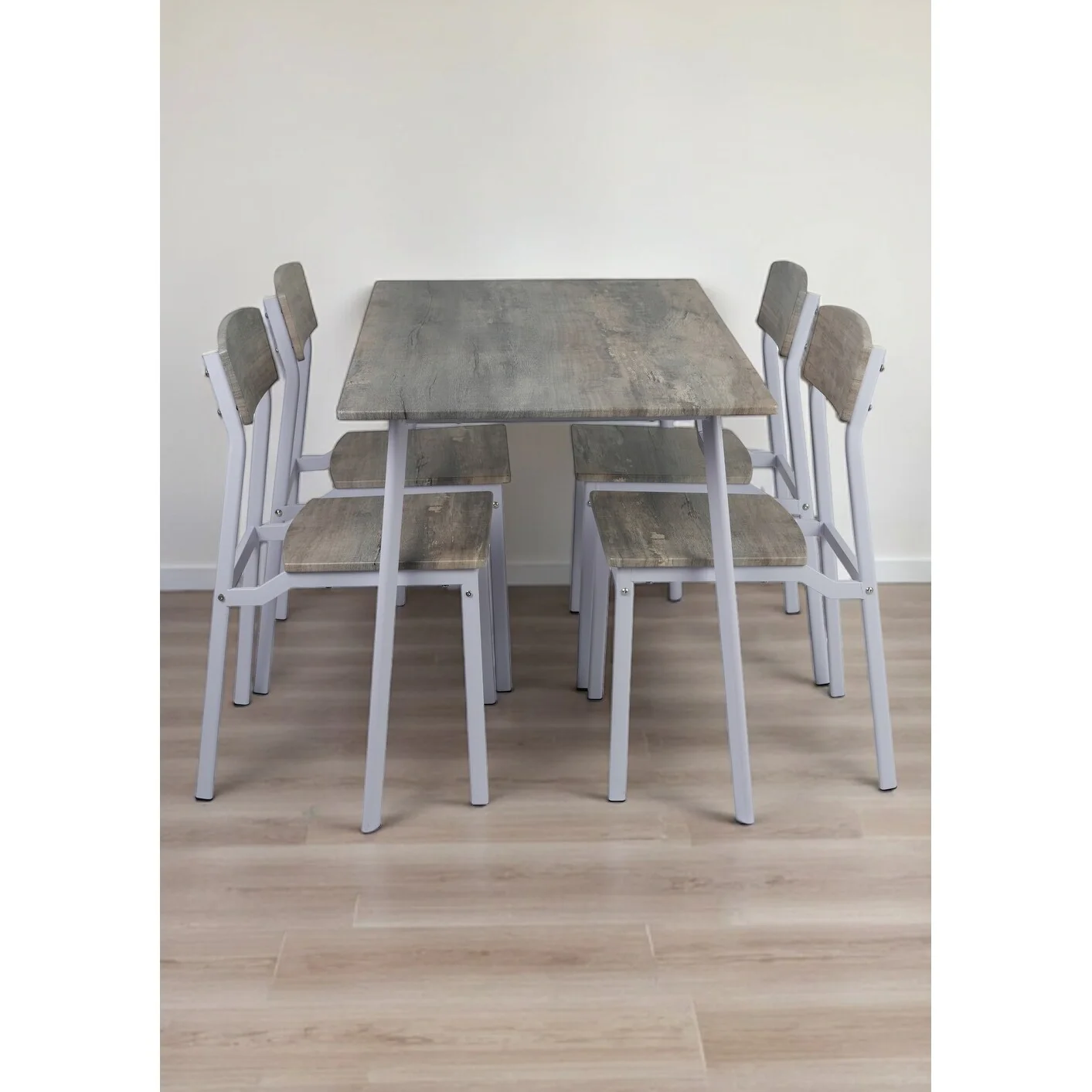 Modern 5-Piece Dining Table Set with 4 Upholstered Chairs, Rectangular Kitchen Table with Metal Frame for Small Dining Spaces