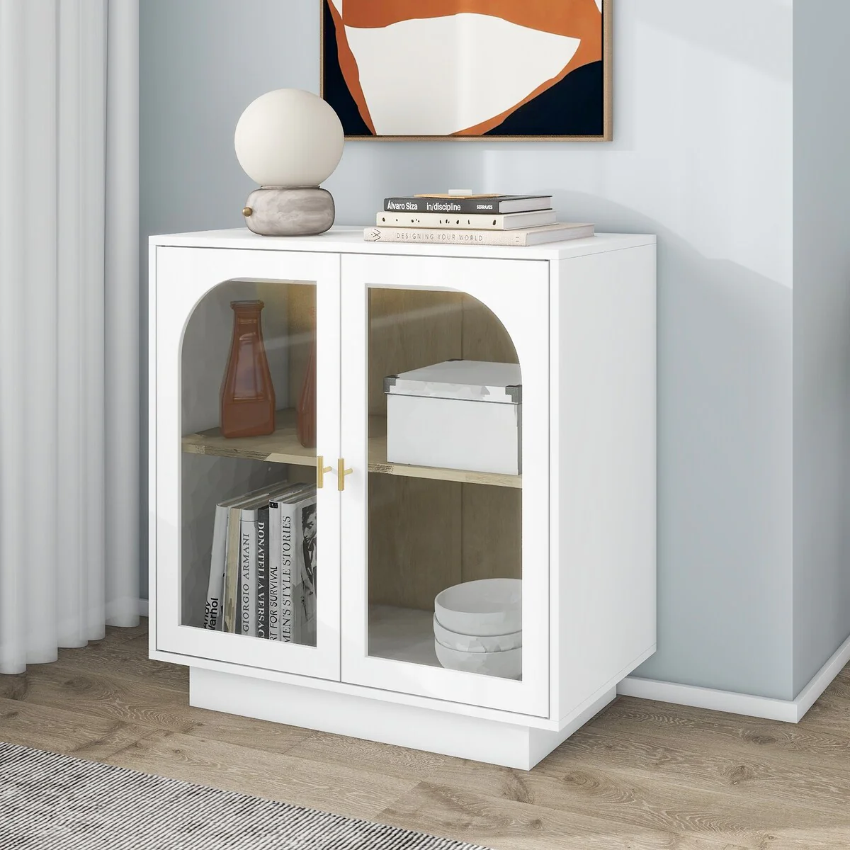 2-Door Glass Cabinet Storage Cabinet