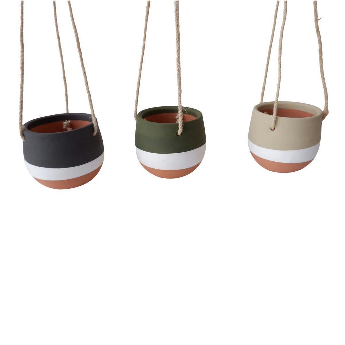 - Lot de 3 pots terre cuite suspendus