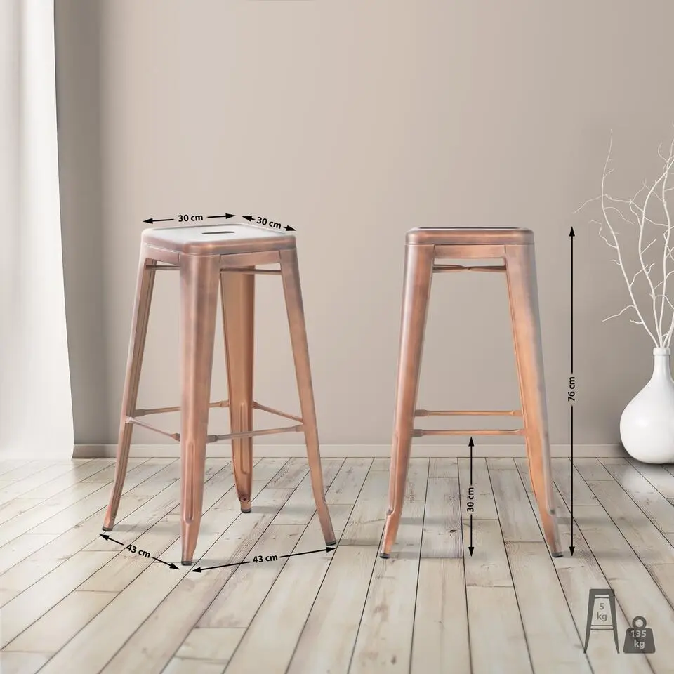 CLP Set van 4 Barkruk Joshua Metaal - koper