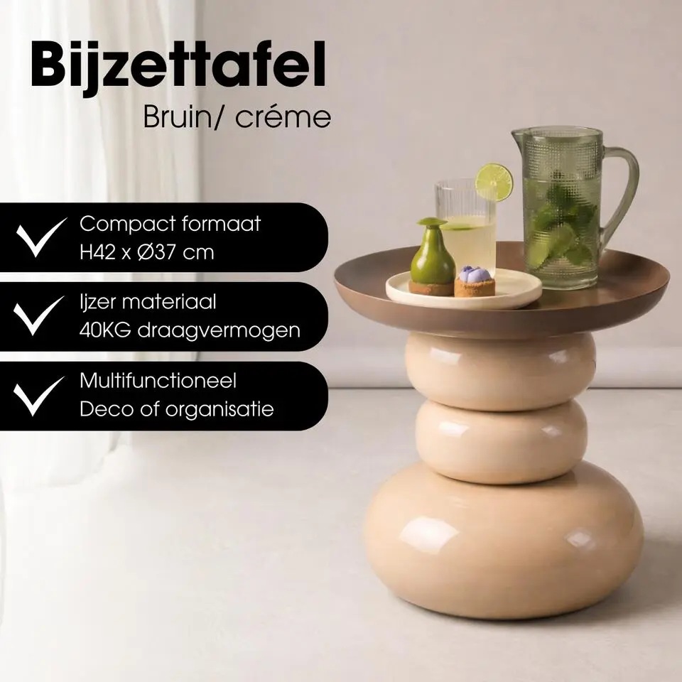 Mica Decorations Zita Bijzettafel - Bijzettafeltje Rond