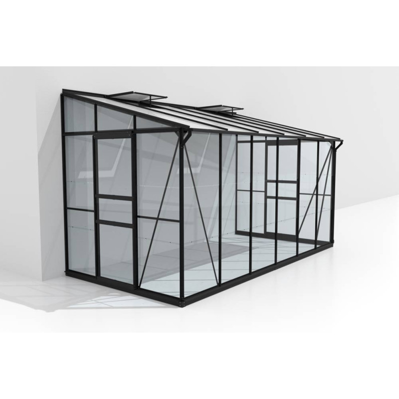 Serre adossée en verre Osiris noire 7,8 m² VITAVIA
