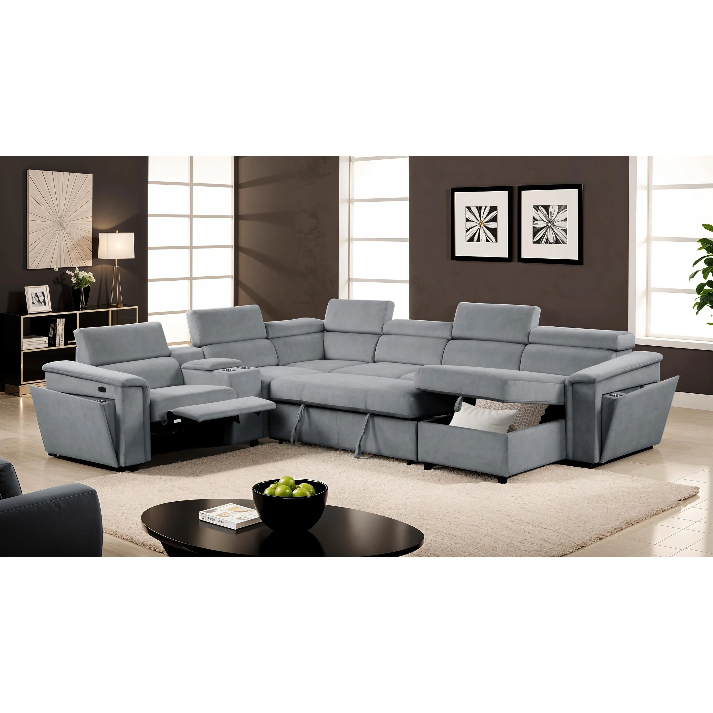 Harvey Sectional Gray / Beige