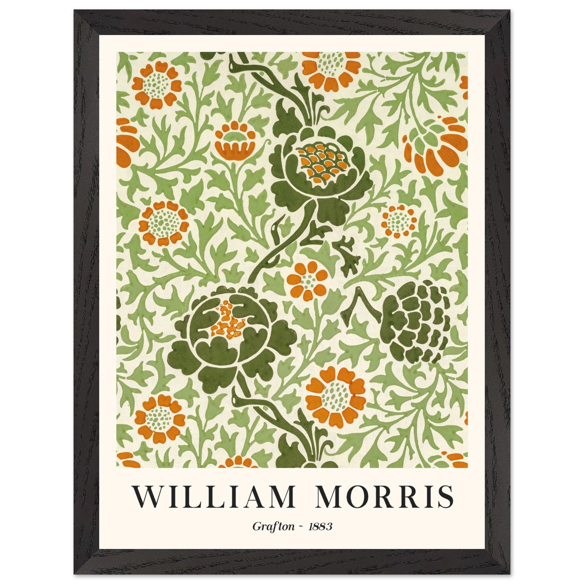 Artfulprints Poster met Lijst William Morris - Grafton 1883  - 30x40 cm - Groen