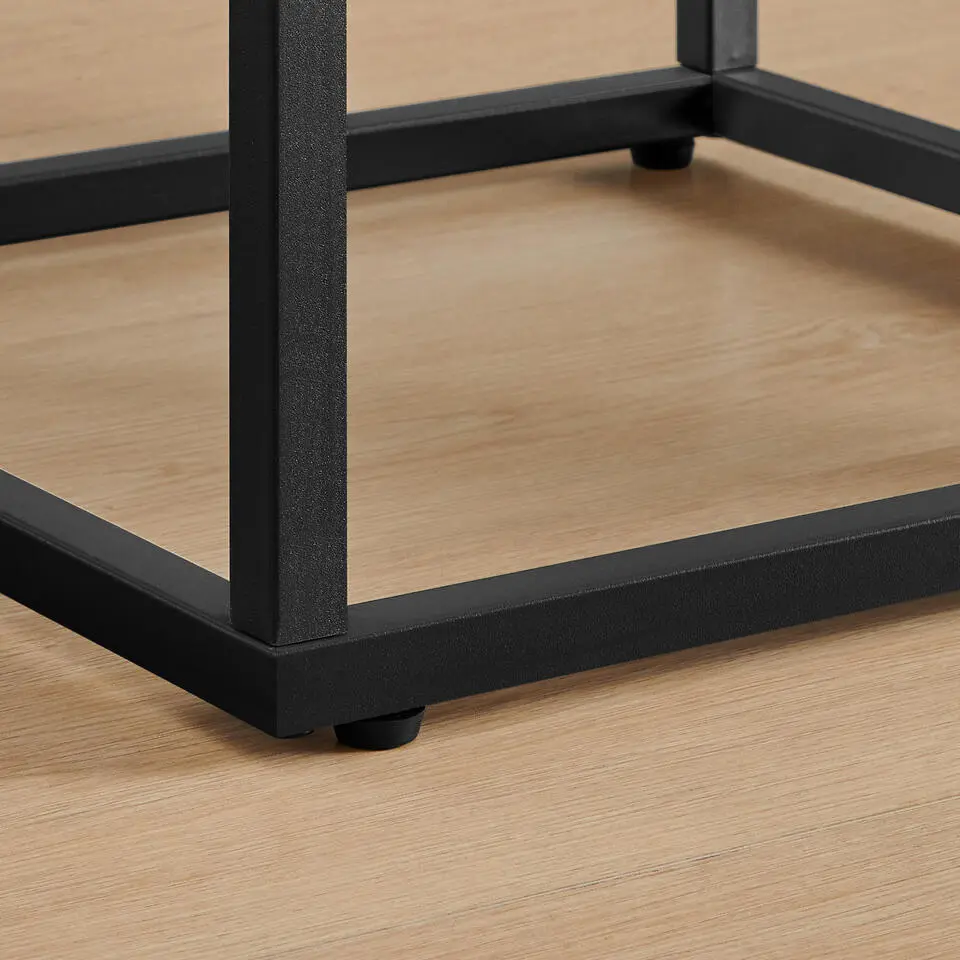 Nachtkastje - Nachtkastjes industrieel - Hout en gehard glas - Zwart