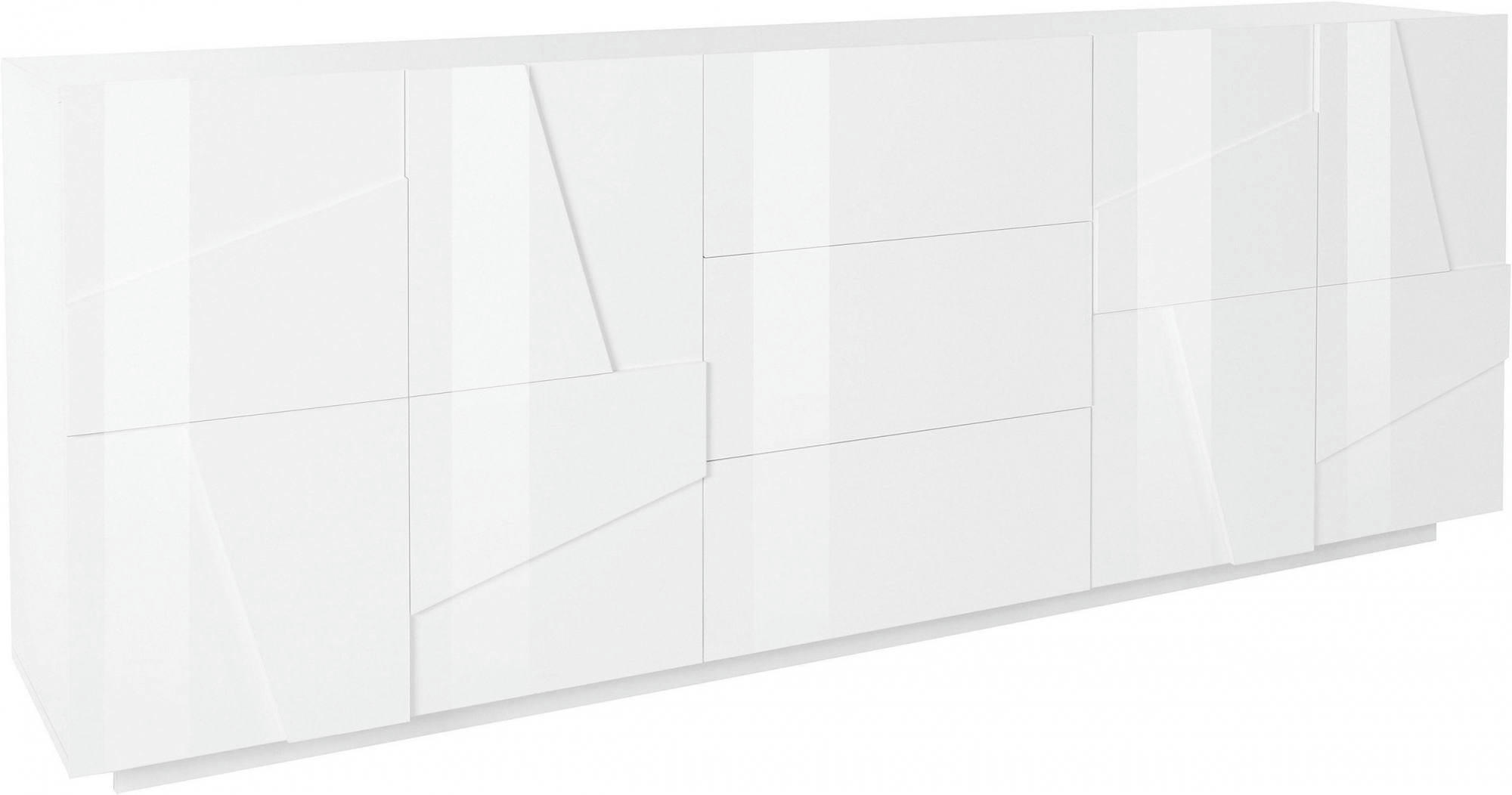 - Buffet à 4 portes effet bois blanc brillant