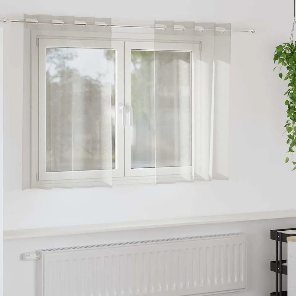 vidaXL Vitrages met ringen - Cr&egrave;me - Polyester - 140x140 cm - Set van 2