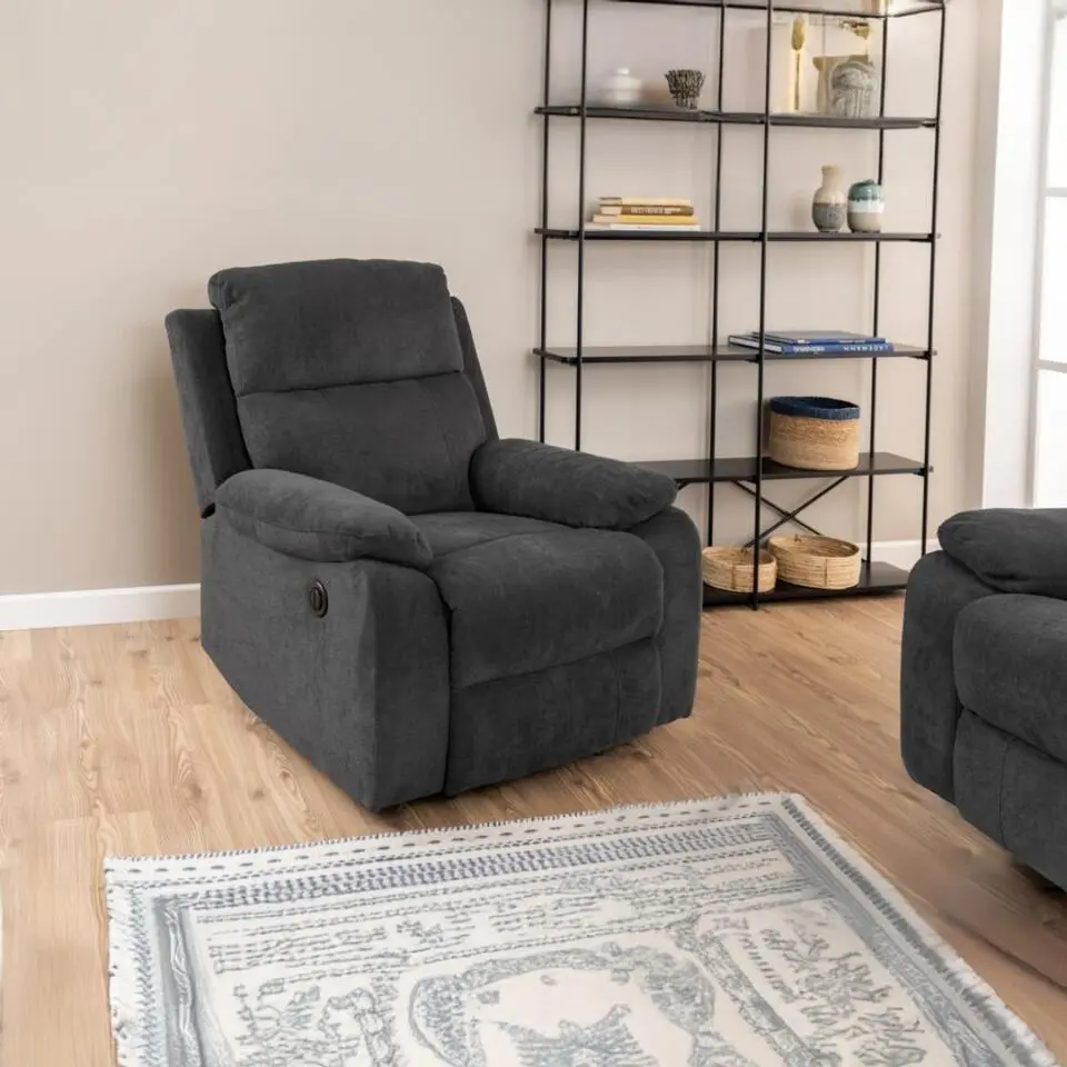 Relaxfauteuil Donkergrijs - 95x90x98cm - Verstelbaar - Rinda