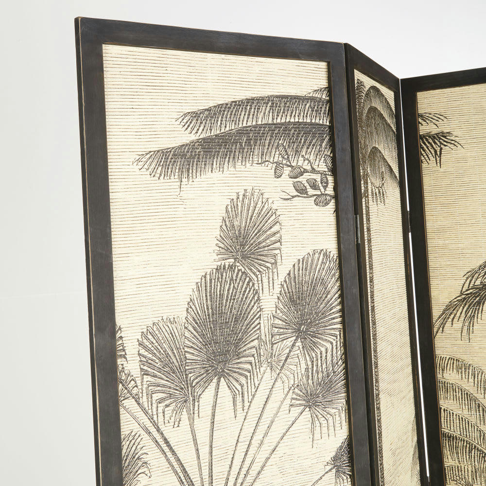 BLACK JUNGLE - Paravent imprimé exotique bicolore