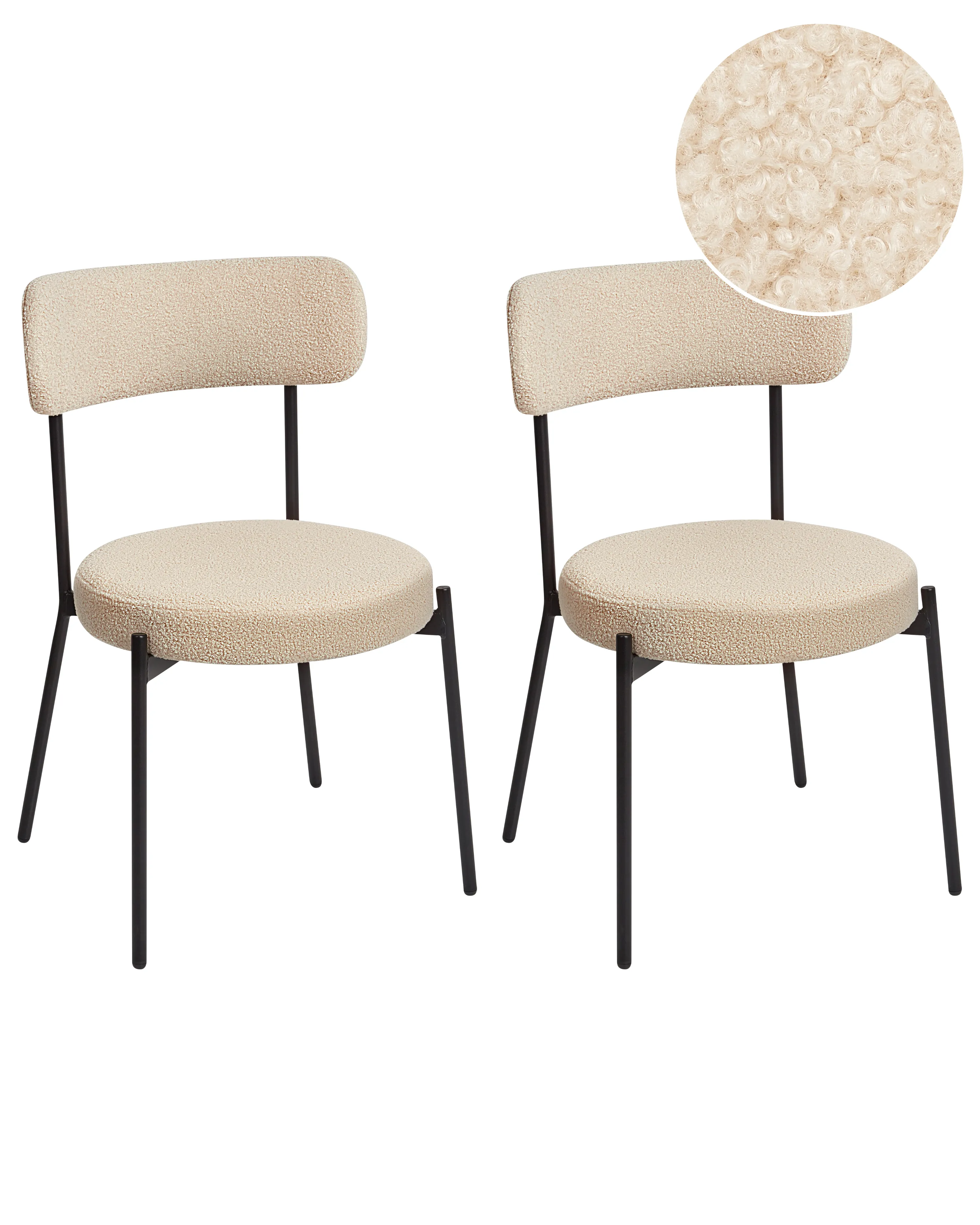 Set of 2 Bar Chairs ALLISON Boucle Light Beige