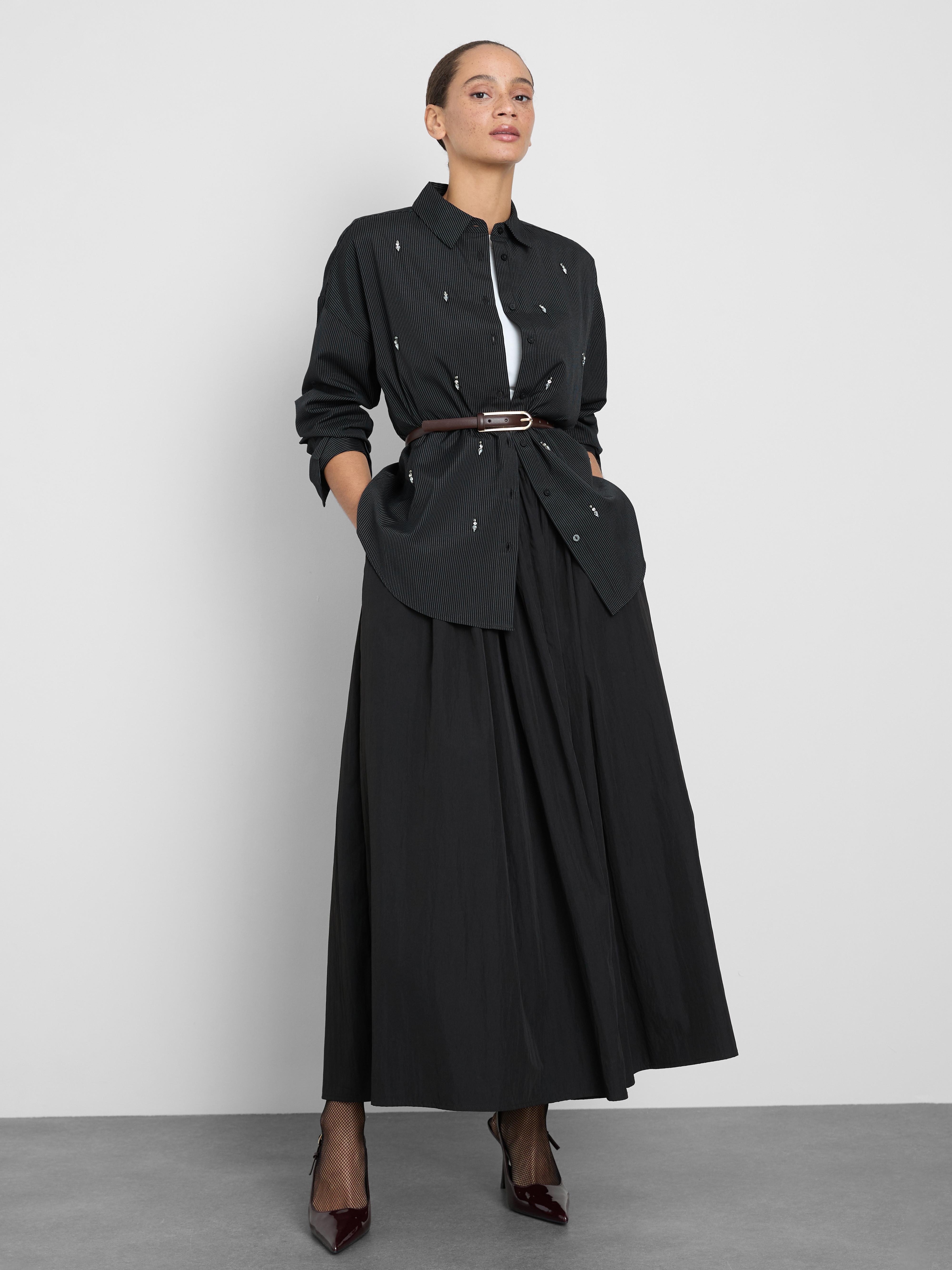 Faux Peal Embellished Shirt