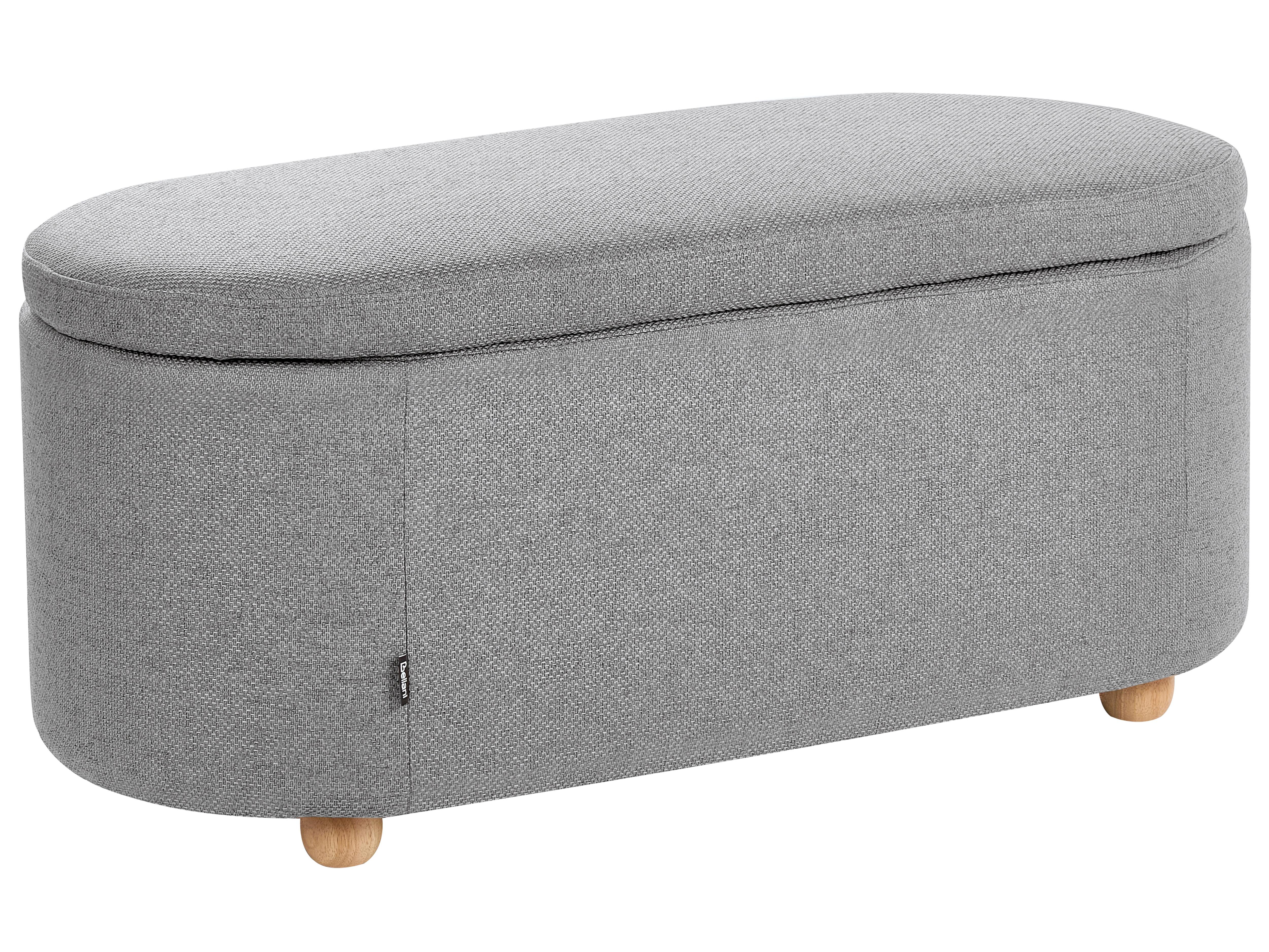Upholstered Storage Bench HAYWARD Fabric Light Grey