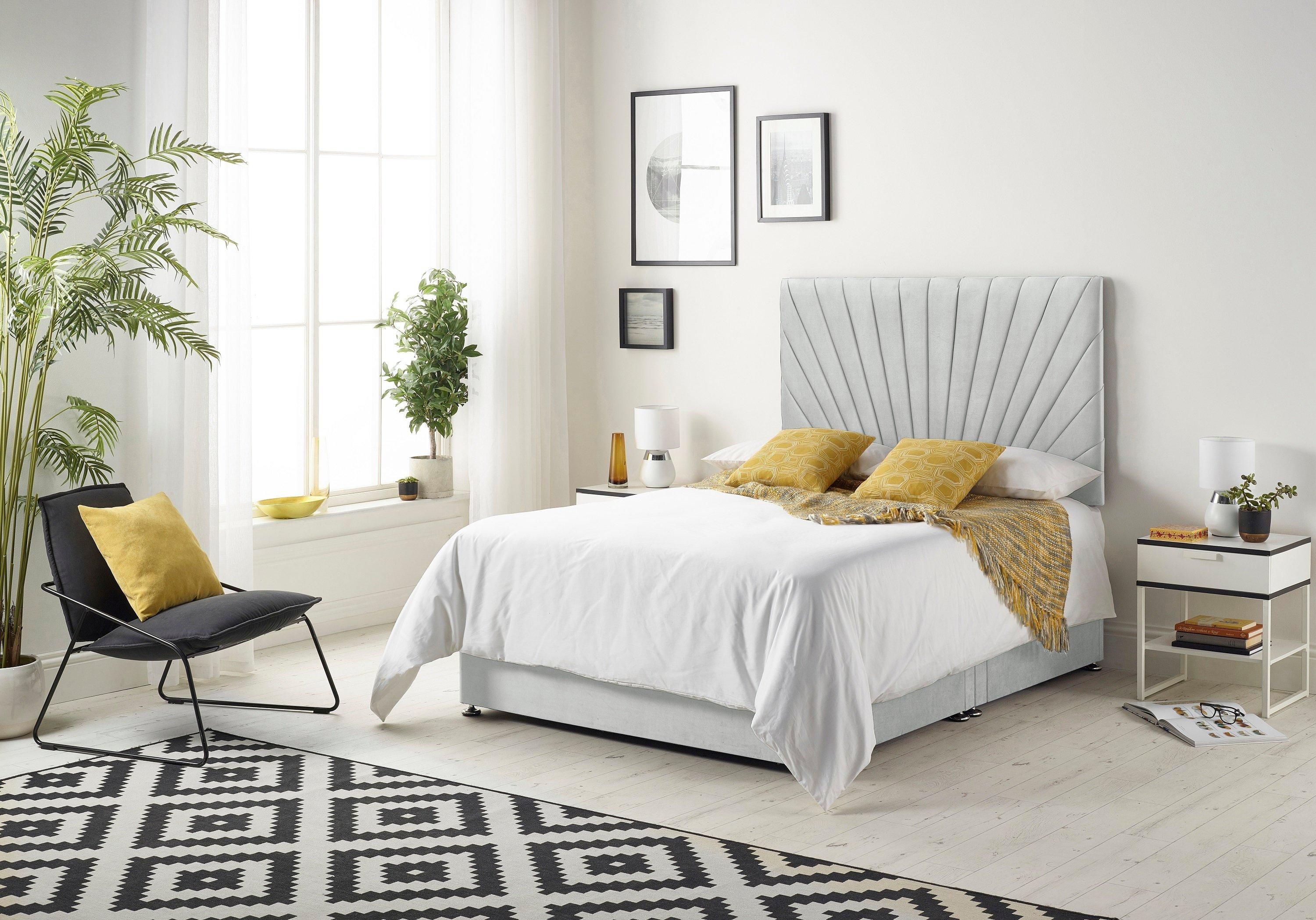 Somnior Platinum Ortho Sprung Memory Foam Mattress with Divan Bed with Headboard Linen Fabric