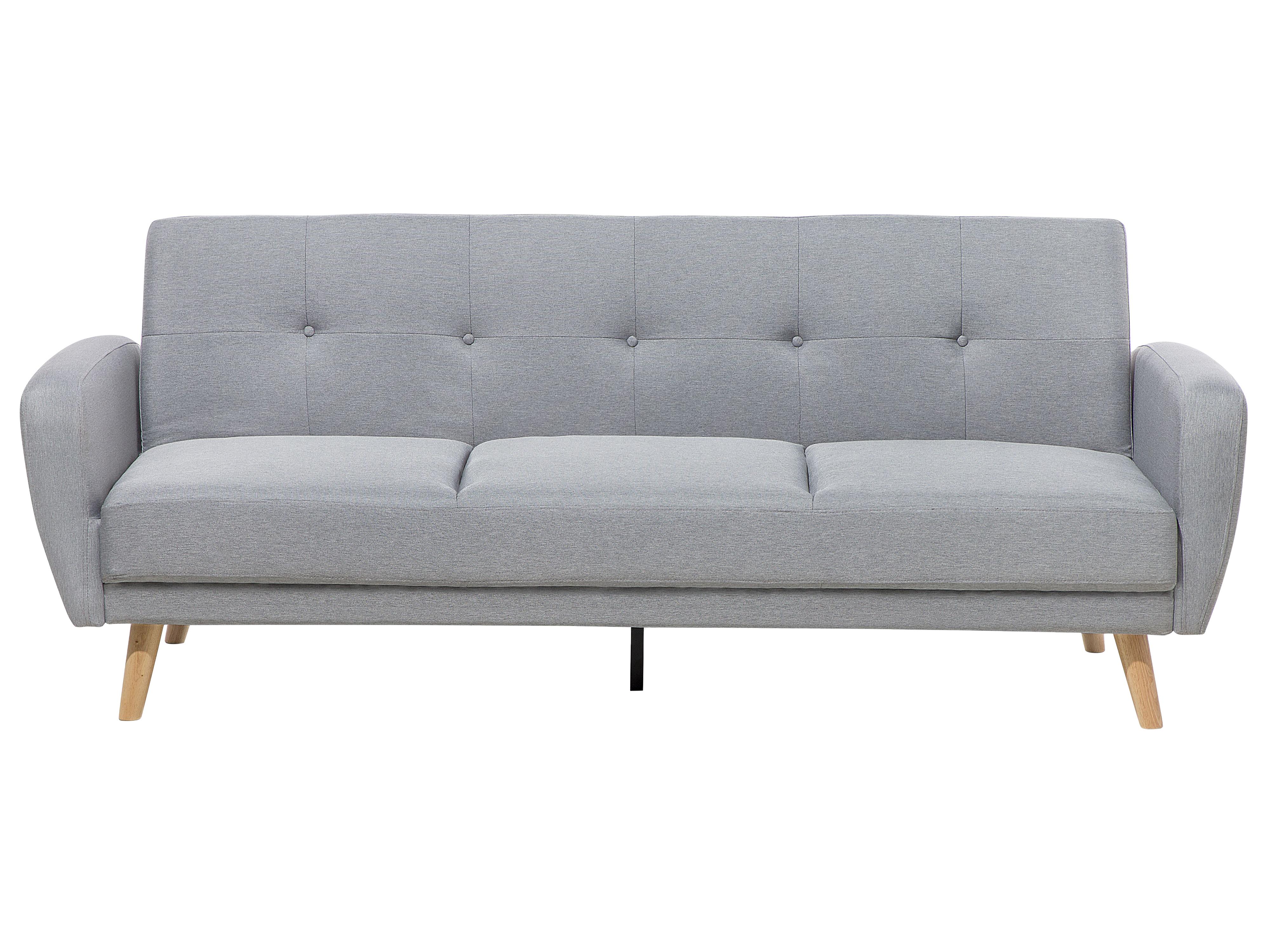 Sofa Bed 2 Seater FLORLI Fabric Light Grey