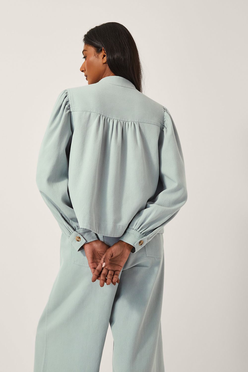 Monsoon Ciara Puff Sleeve Denim Jacket Blue
