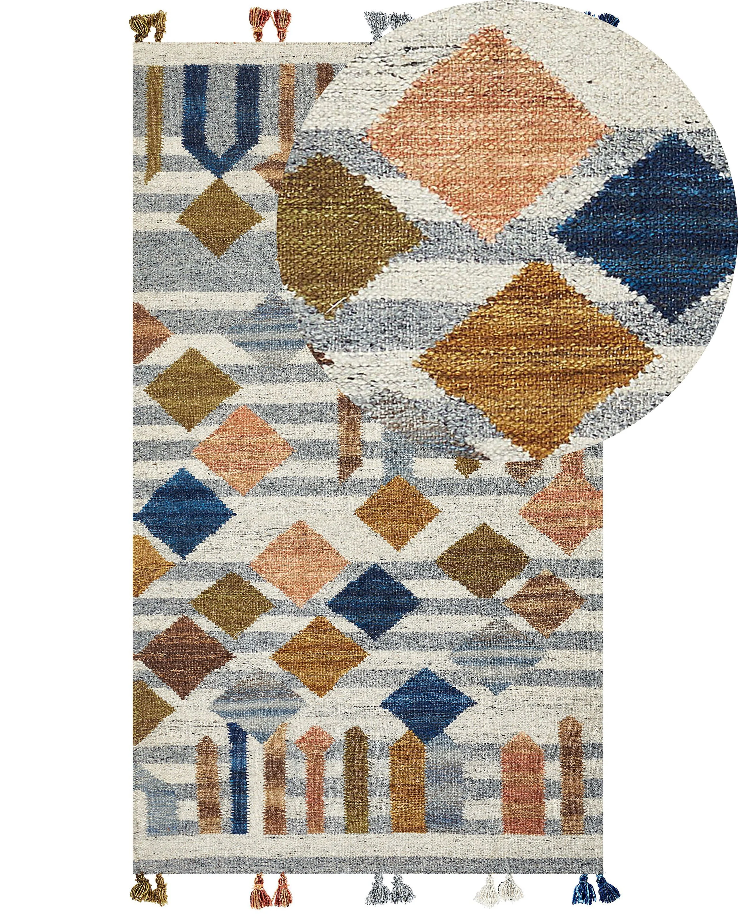 Dywan kilim ręcznie robiony 80 x 150 cm wielokolorowy
