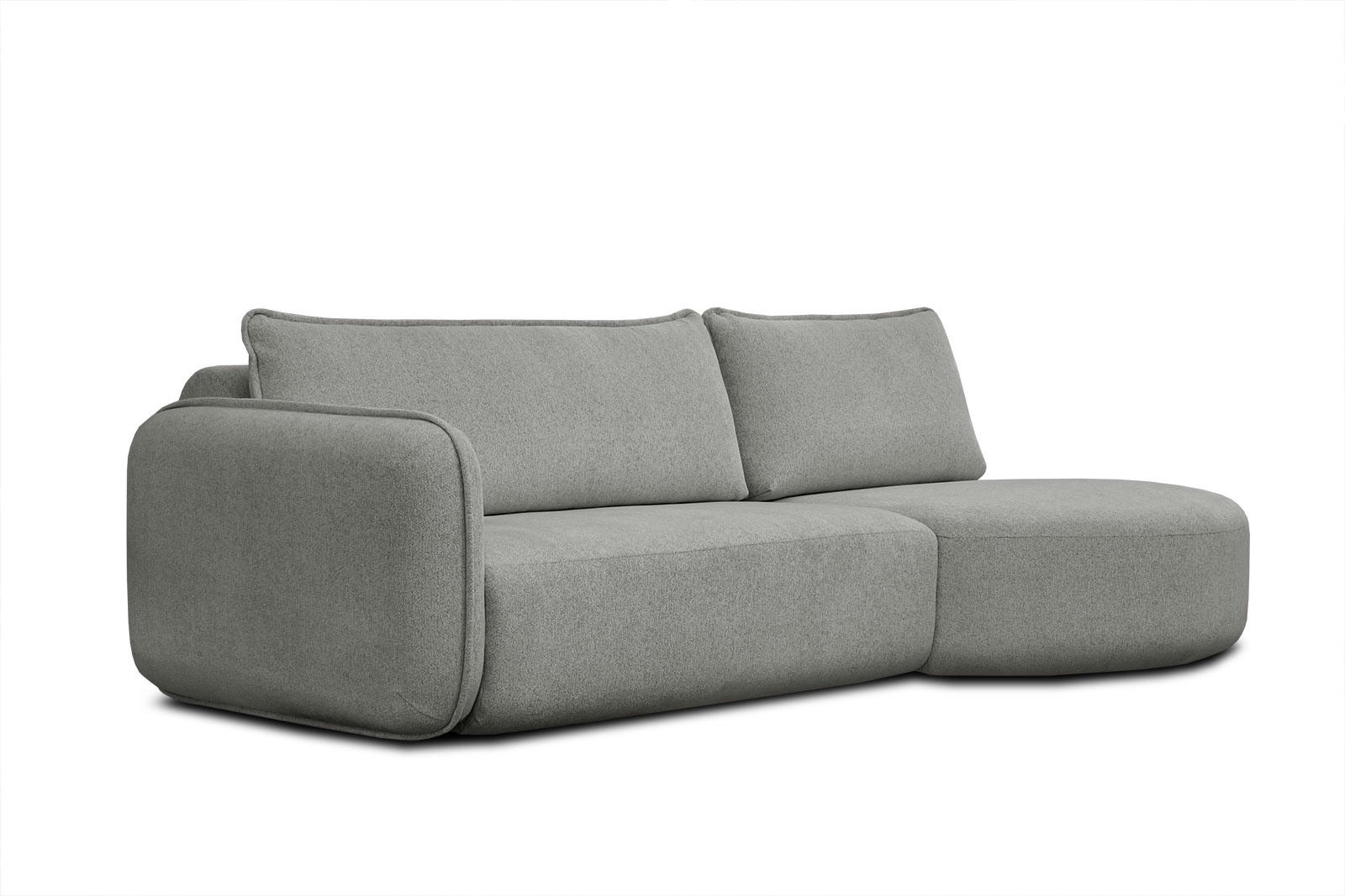 IPSUM - Canapé d'angle droit 3 places avec l'île tissu gris moyen