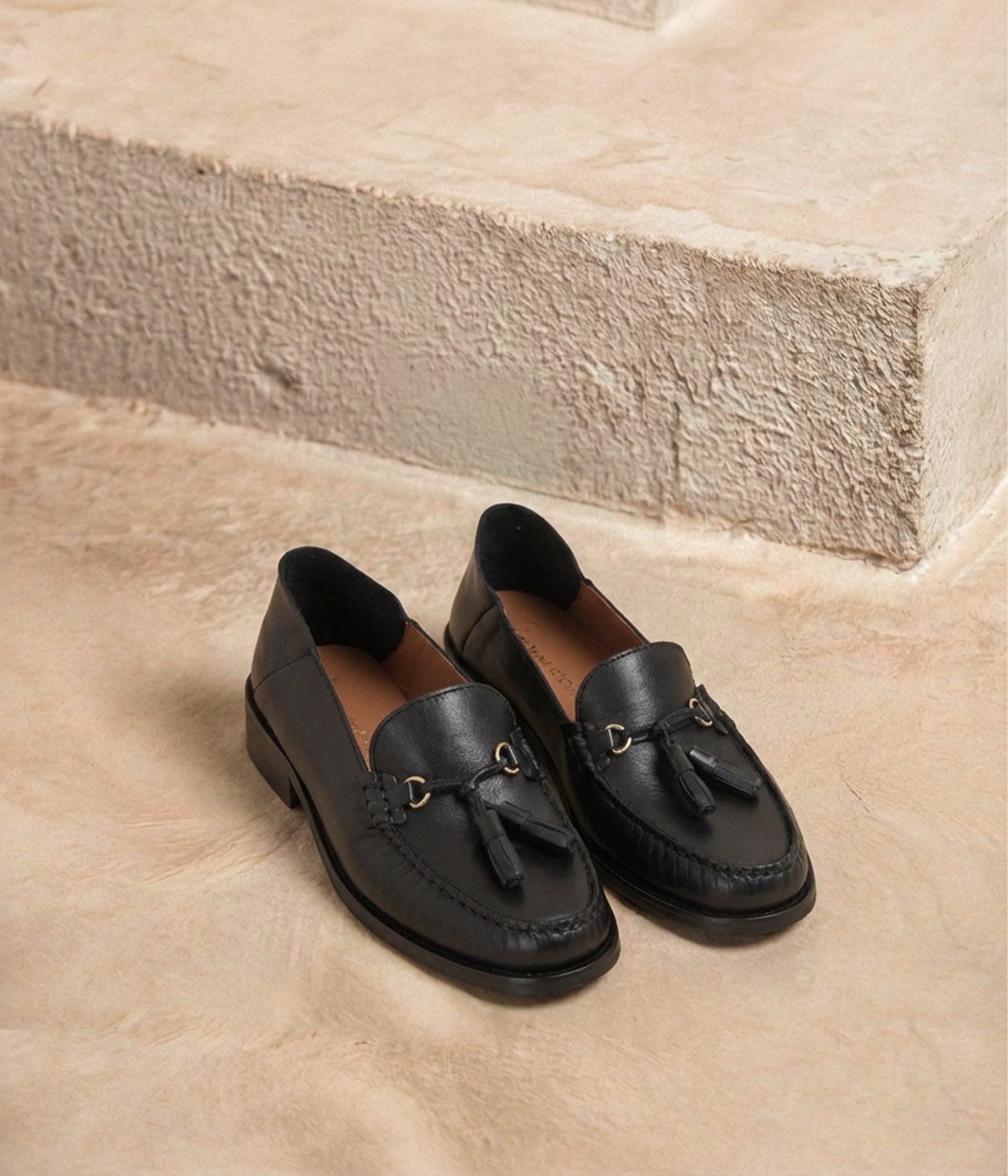 Mocassins en cuir noir Joris