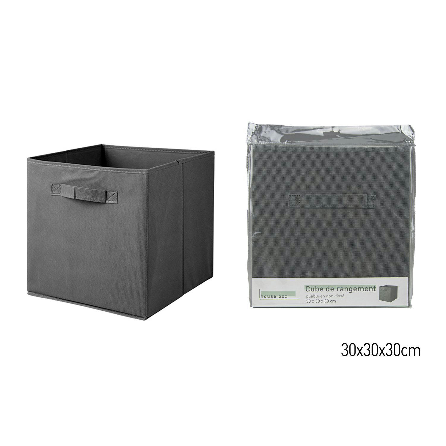 - Lot de 6 cubes de rangement pliables en tissus avec poignée gris foncé