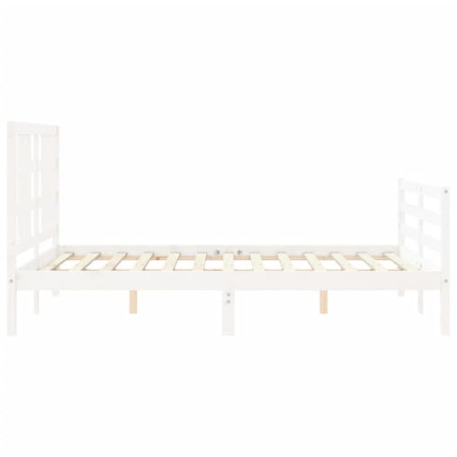 NNEVL Bed Frame with Headboard White 137x187 cm Double Solid Wood