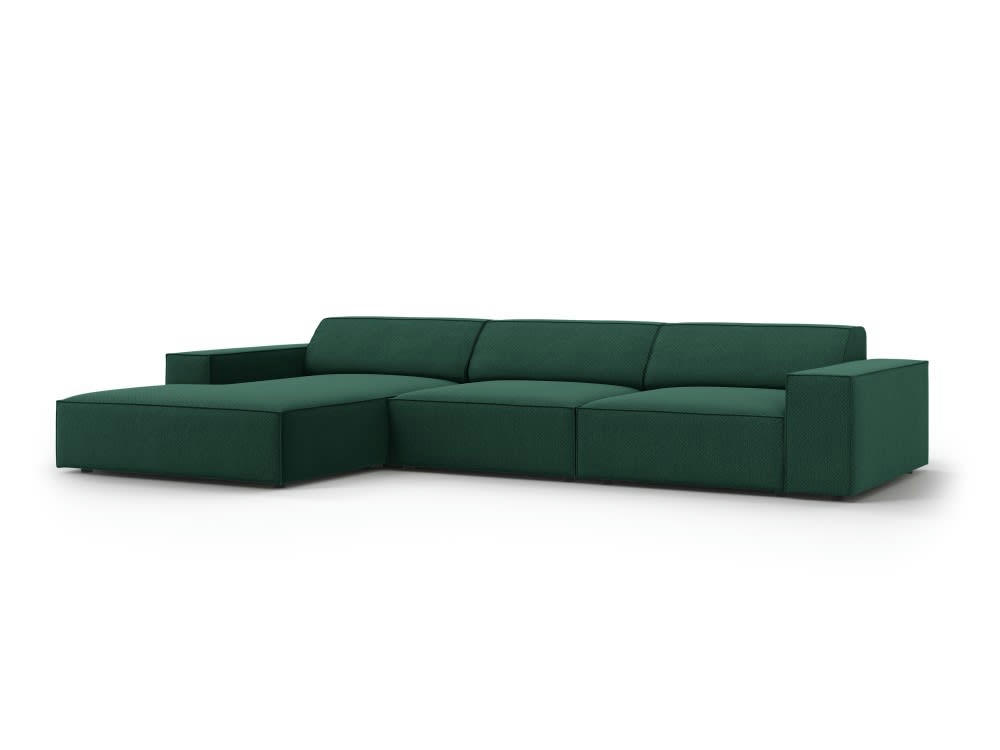 JODIE - Canapé d'angle 4 places en tissu structuré vert