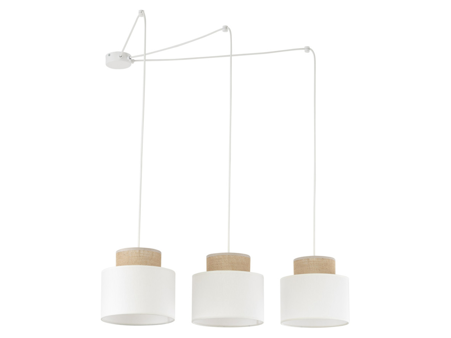 Lampa wisząca Duo White 3-punktowa 210 cm tkaninowa biała