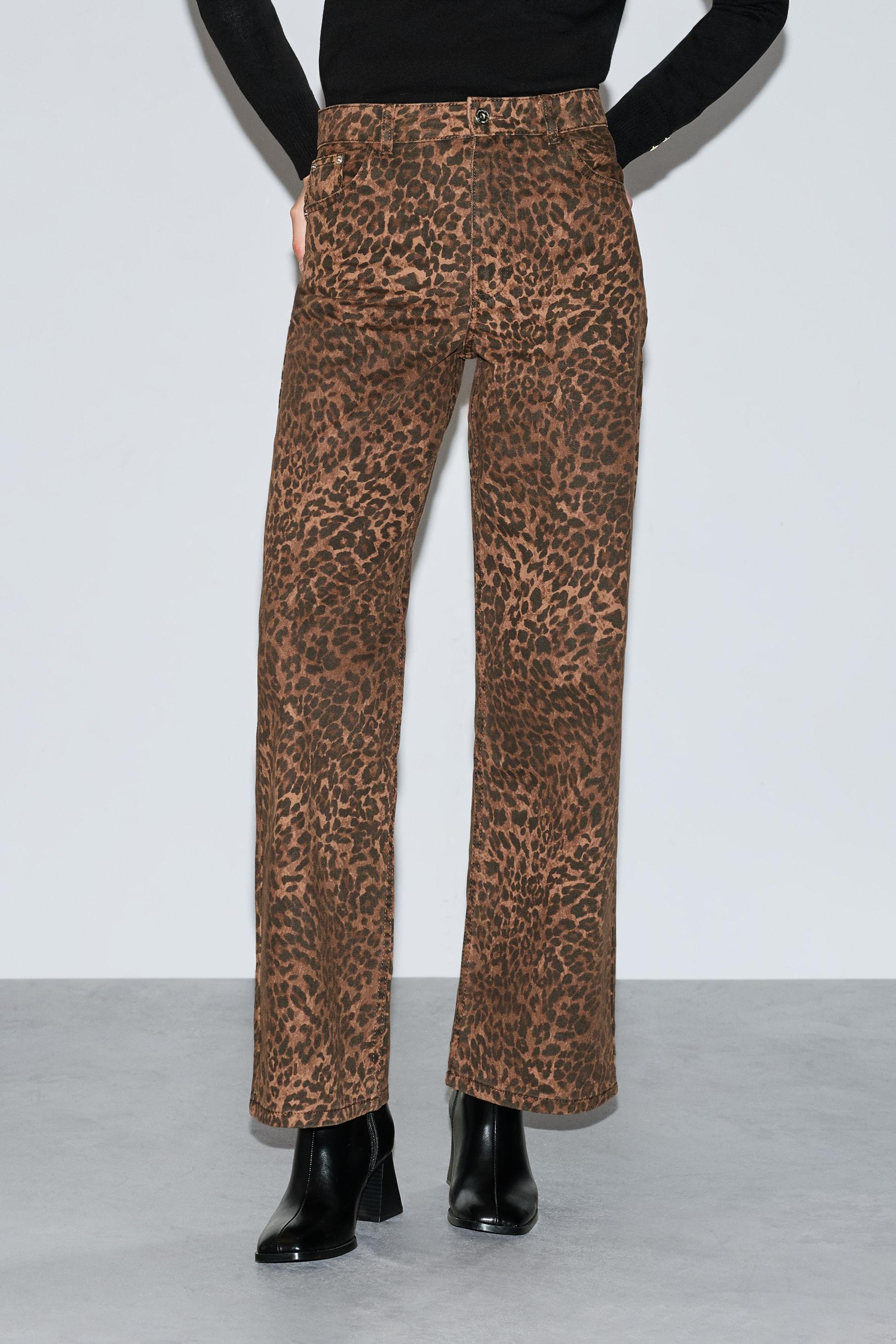Jeans slim wide animal print