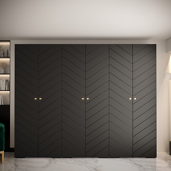 Armoire Manhattan Ryfel 4 a portes battantes H. 236,7 x L. 300 x P. 47, 6 portes