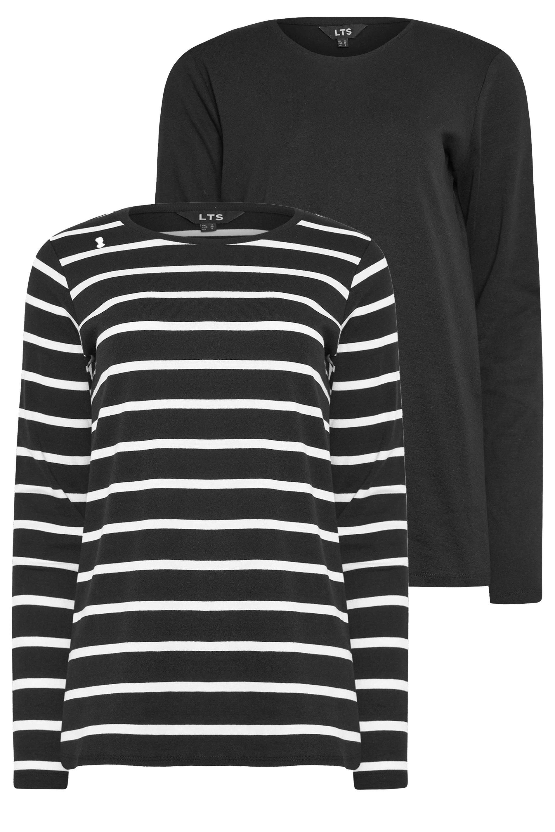 Long Tall Sally Tall 2 Pack Stripe Print Long Sleeve T-Shirts
