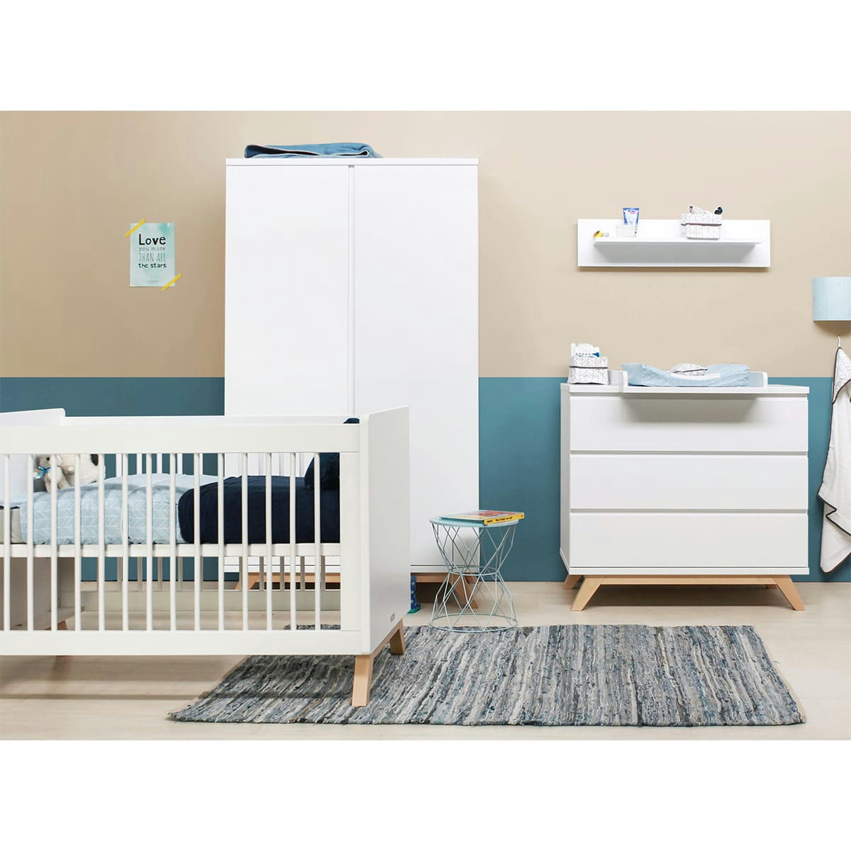 LYNN - Armoire 2 portes blanc naturel