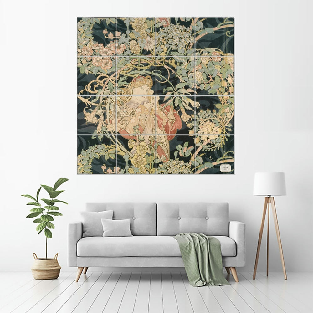 - Tableau Femme à La Marguerite - Alphonse Mucha 200x200cm