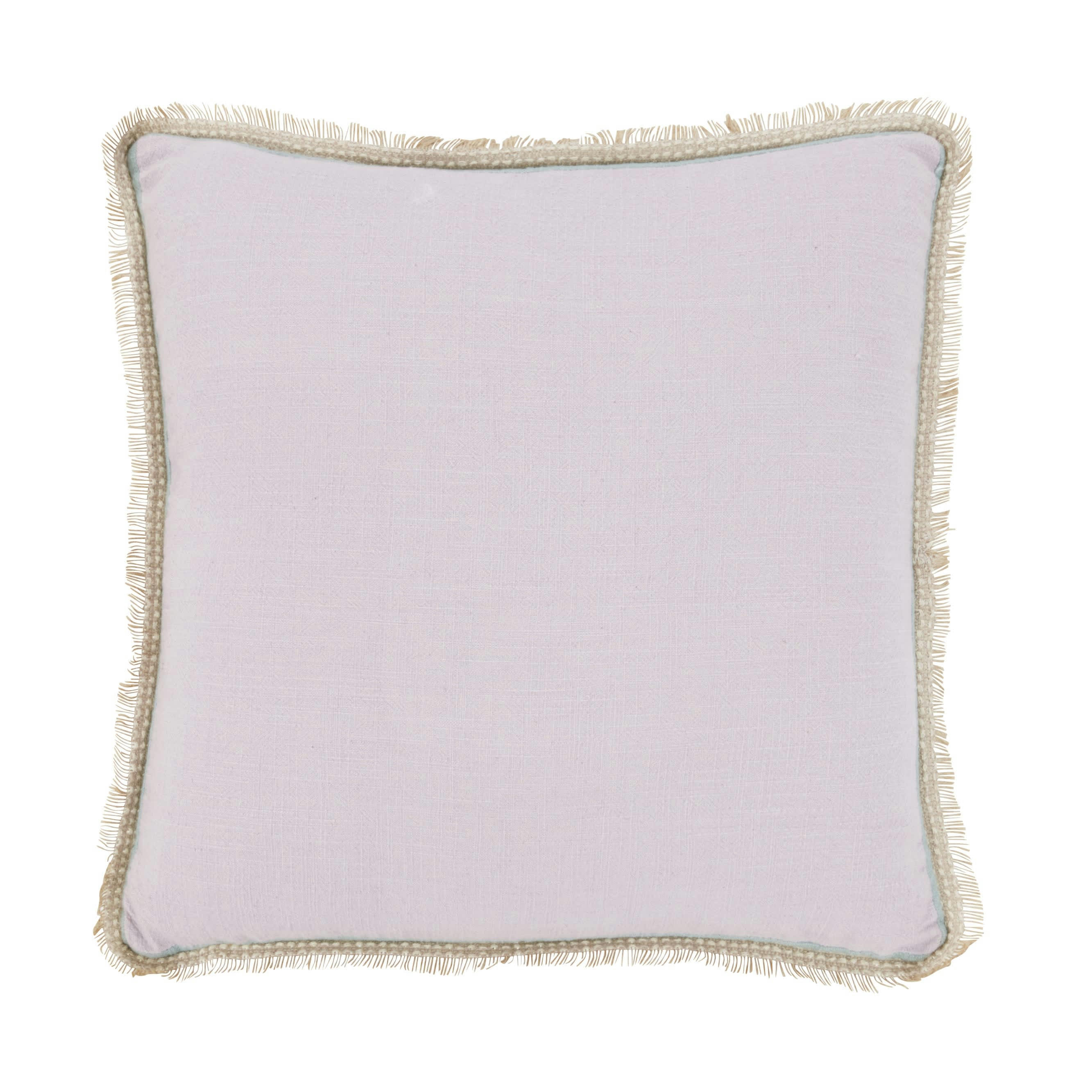 SAMARA - Coussin en coton biologique tissé à franges lilas 45x45