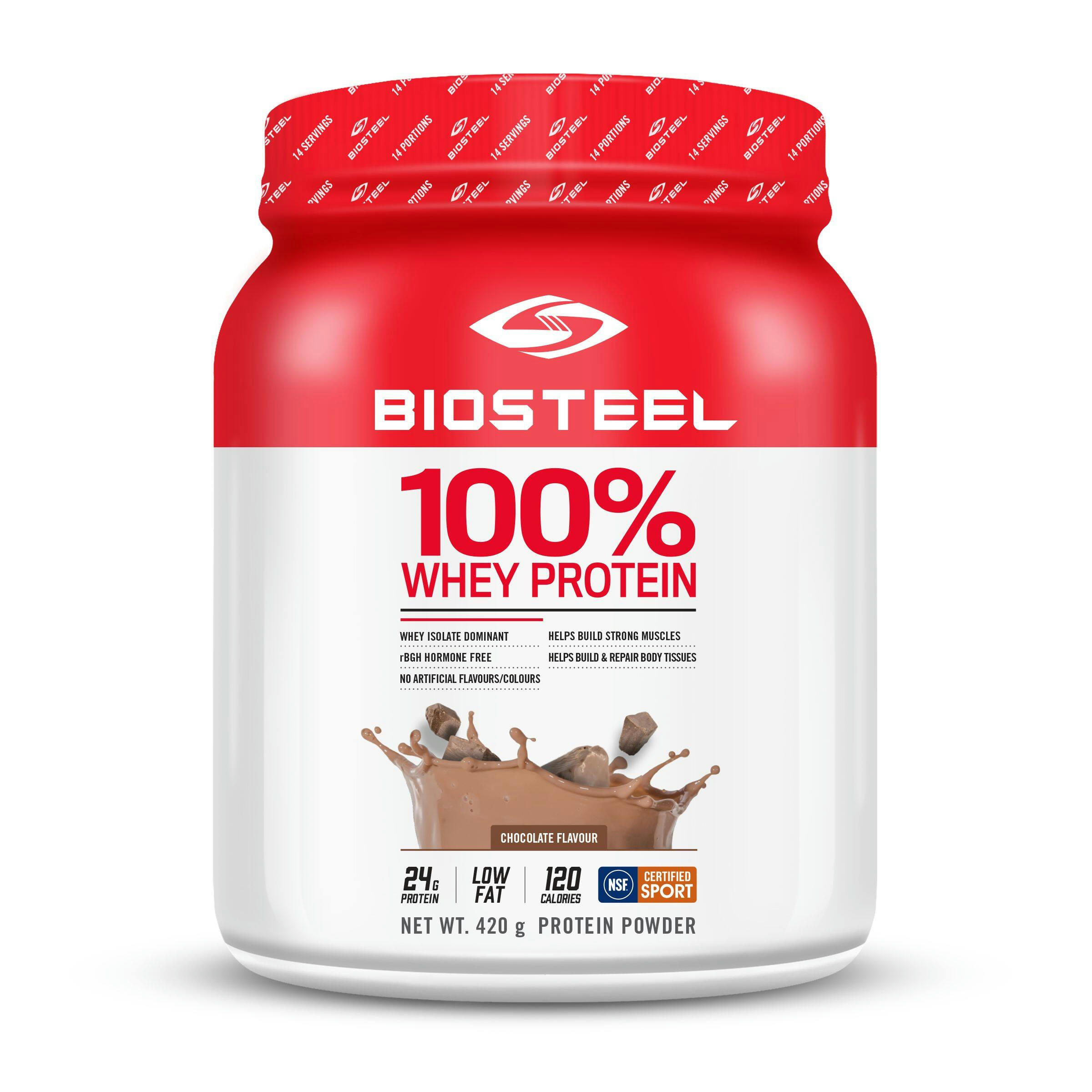 BioSteel 100% Whey Protein Powder, No Artificial Colours or Flavours, Chocolate, 462-g