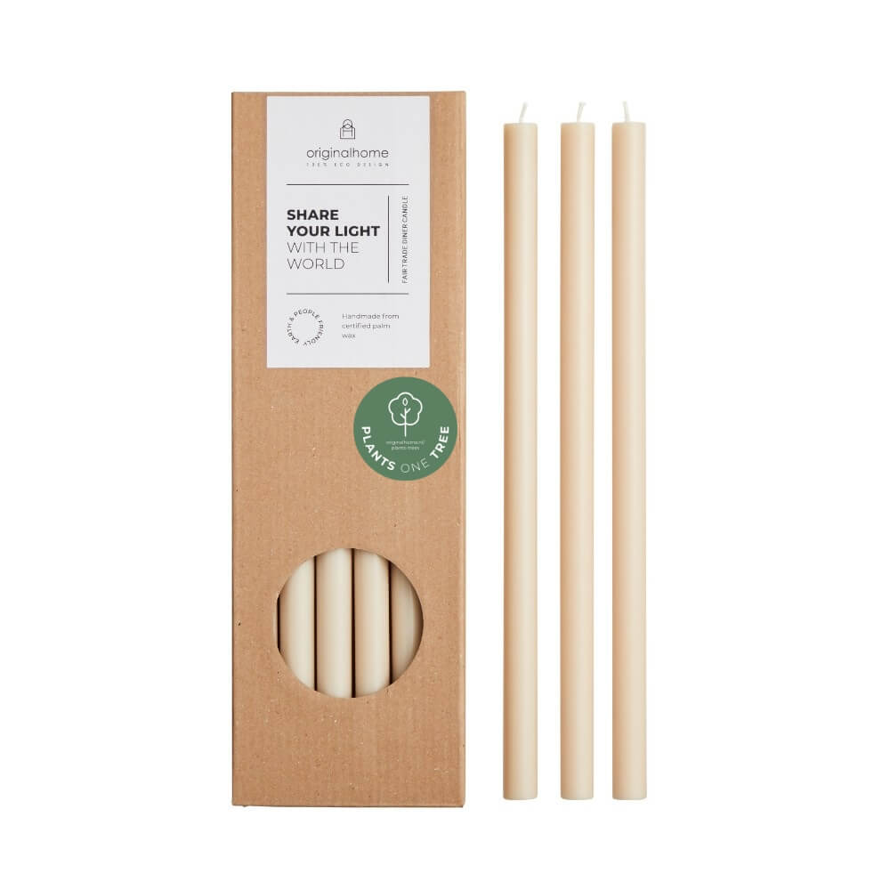 Originalhome dinerkaarsen - ø 1.3 cm - beige - set van 10