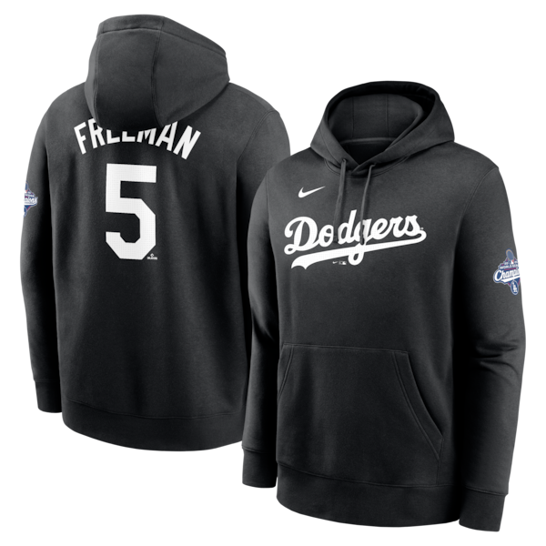 Freddie Freeman Los Angeles Dodgers Nike 2025 World Series Champions Name & Number Hoodie - Black