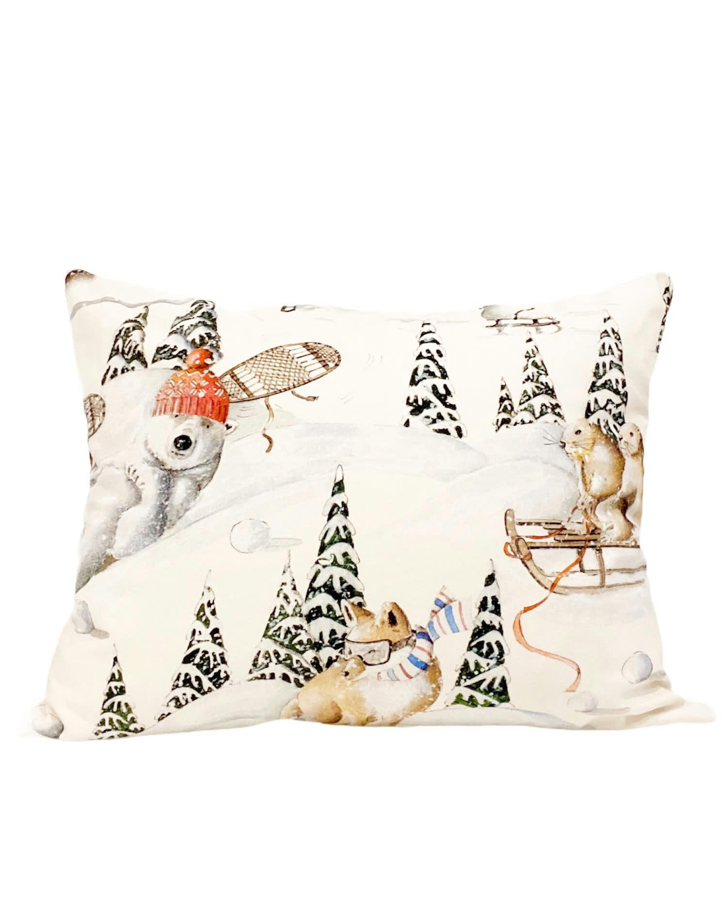 MONTESSORI - Coussin ourson de neige 100% coton multicolore 40x50 cm