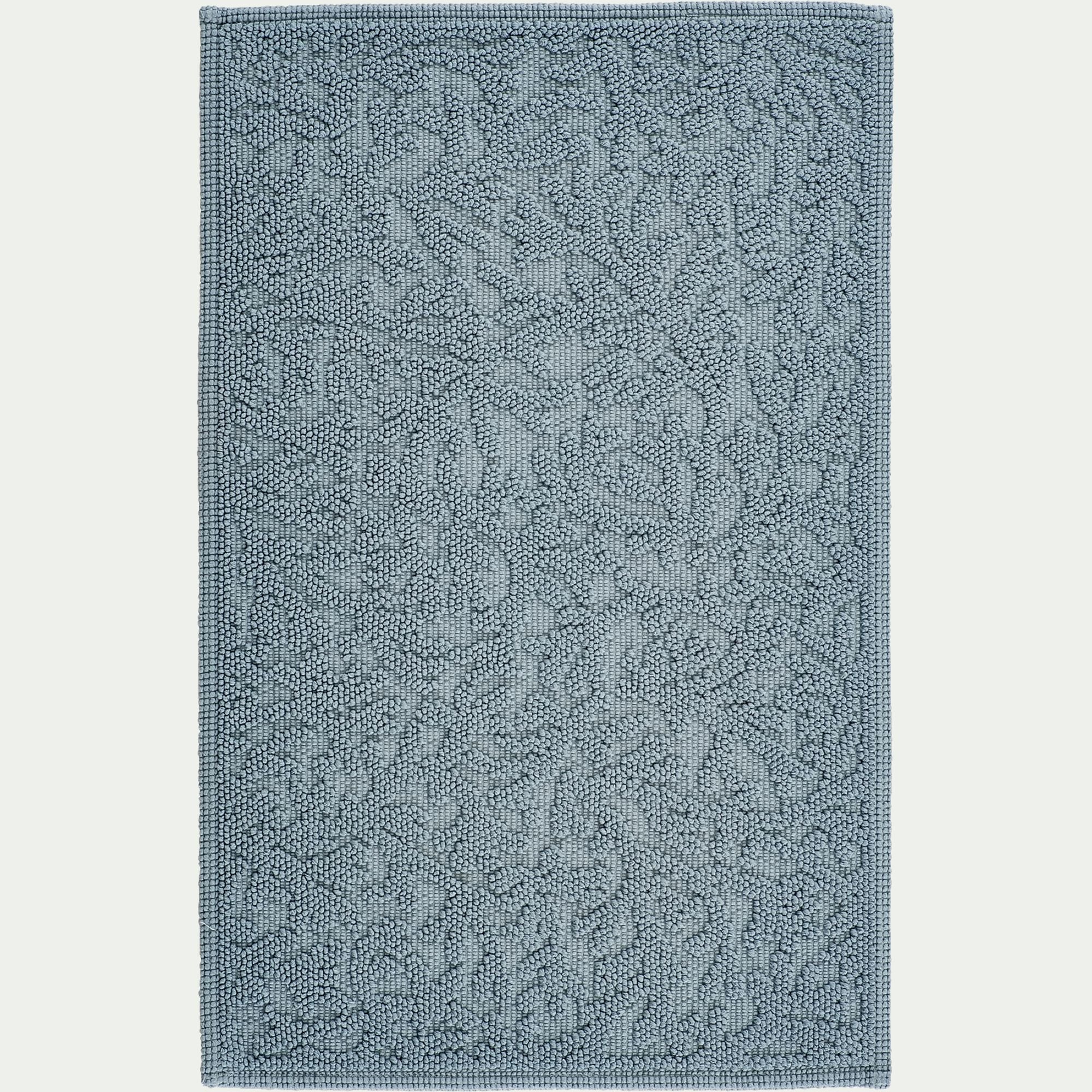 ELIPSO - Tapis de bain en coton jacquard 50x80cm - bleu calaluna